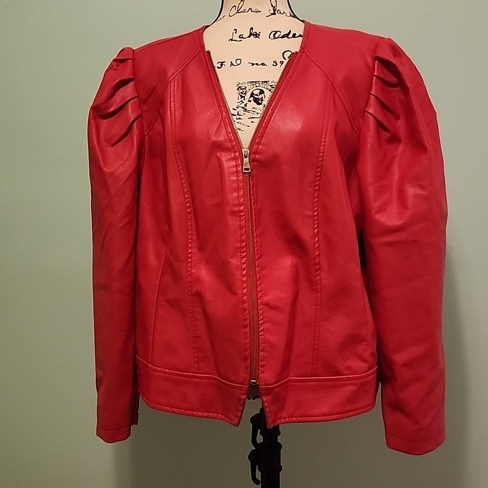 New Look red puff sleeve jacket 2x
